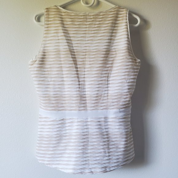 White House Black Market (Medium White top and cream strips) - Picture 2 of 8